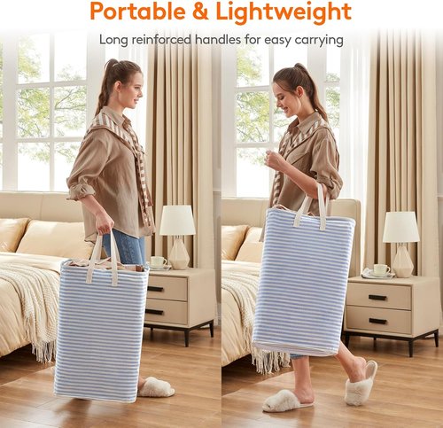Lifewit 80L Collapsible Laundry Basket - Waterproof Hamper with Reinforced Handles | Blue
