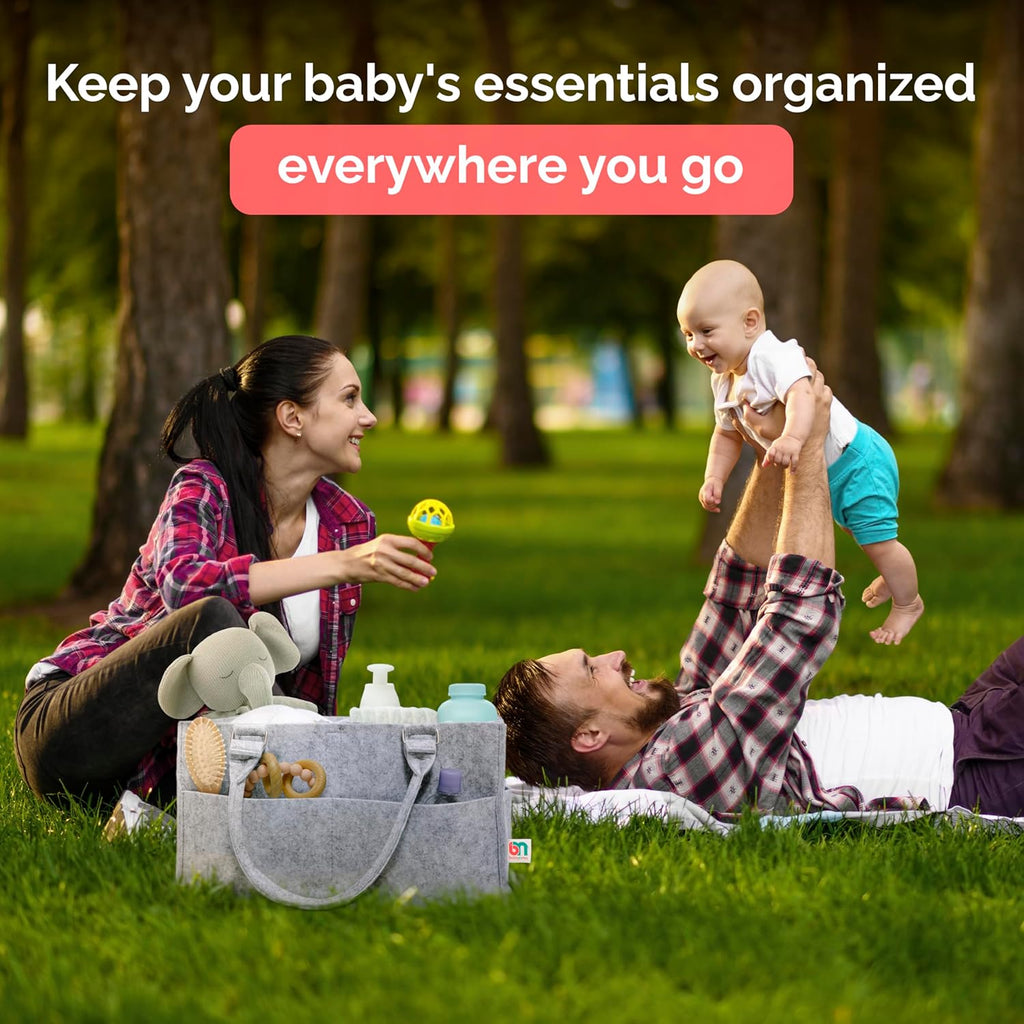Skiennix Felt Diaper Caddy - Extra Large Portable Organizer for Baby & Toddler Items - Ideal for Nursery & Car
