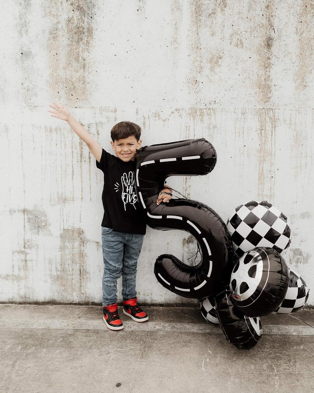 Race Car 4 Balloon - 40 Inch Number Balloon for 4th Birthday Party Decorations | Black Racecar Theme
