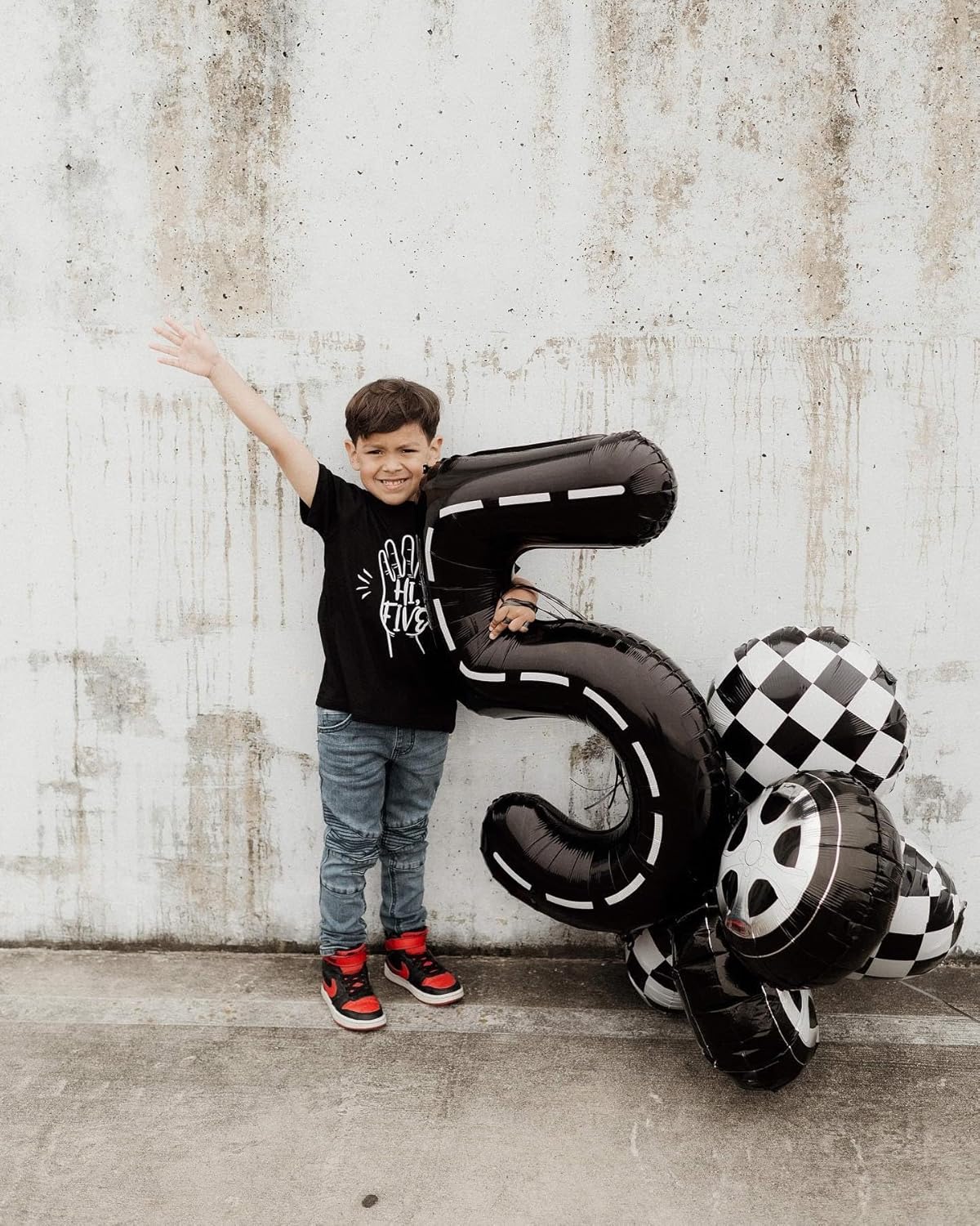 Race Car 4 Balloon - 40 Inch Number Balloon for 4th Birthday Party Decorations | Black Racecar Theme