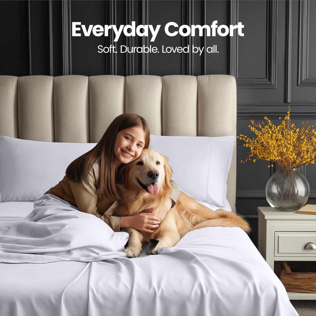 Utopia Bedding King Size Deep Pocket Sheet Set – Fits Mattresses Up to 21 inches – Cooling, Soft & Breathable – Oeko-TEX 4 Piece Bed Sheets (White)