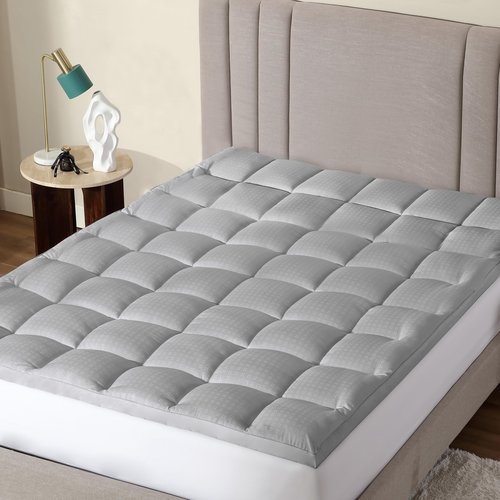 CirclesHome Hotel Collection Full XL Size Hybrid Mattress Protector & Pad - Extra Padded, Thick, Plush, & Fitted Mattress Topper for Bed - Comfortable Pillow Top Mattress Cover