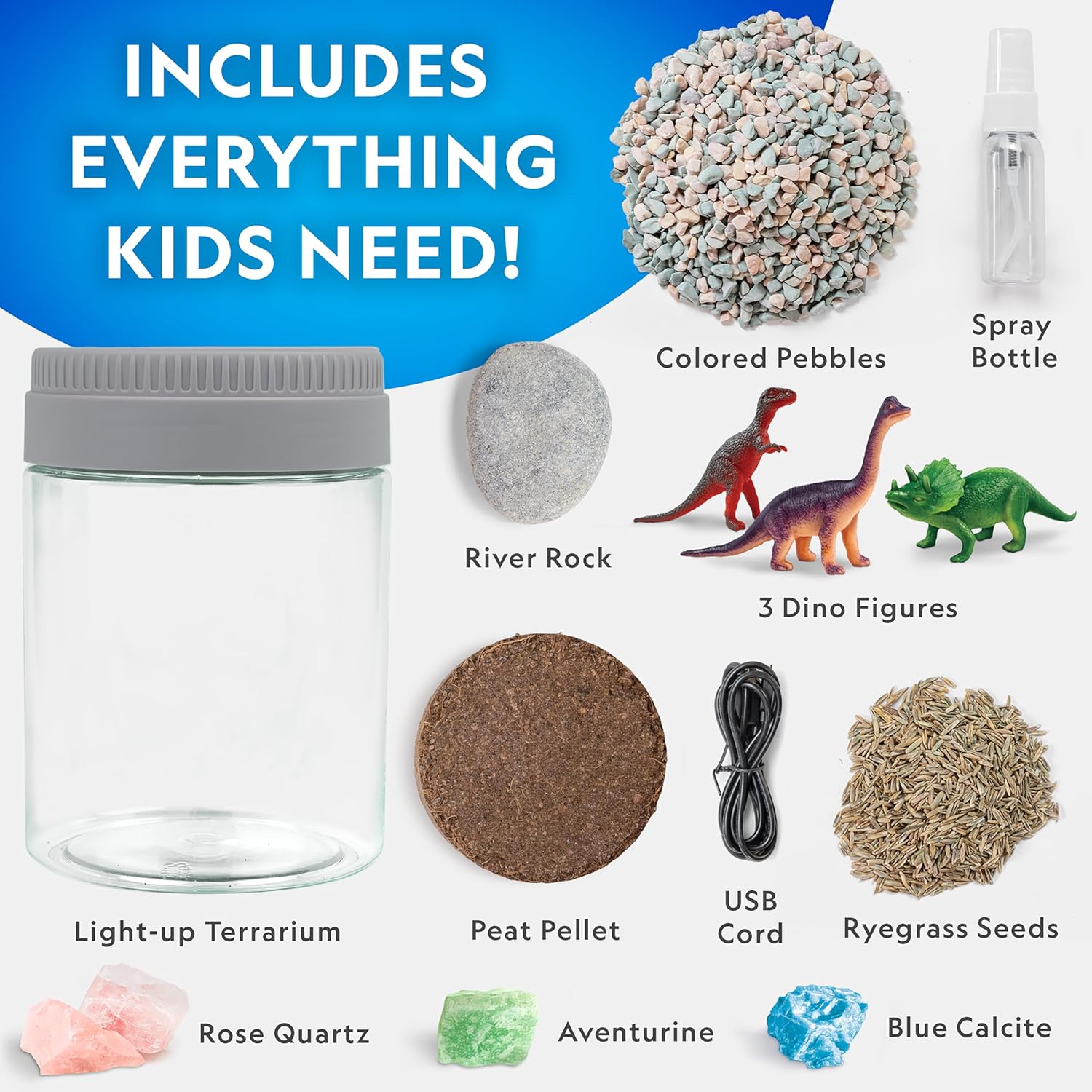National Geographic Dinosaur Terrarium Kit - Light-Up Dino Habitat with Real Plants & Science Fun for Kids