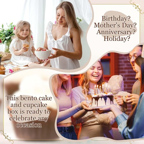 Sayglossy 6 Pack 1+4 Bento Cake Boxes Bento Cakes and Cupcakes Combo Clear Box Fit 4 Cupcakes and 1 Mini Cake for Valentine's Day Wedding Birthday Party Treats Donuts Muffins Bakery Supplies