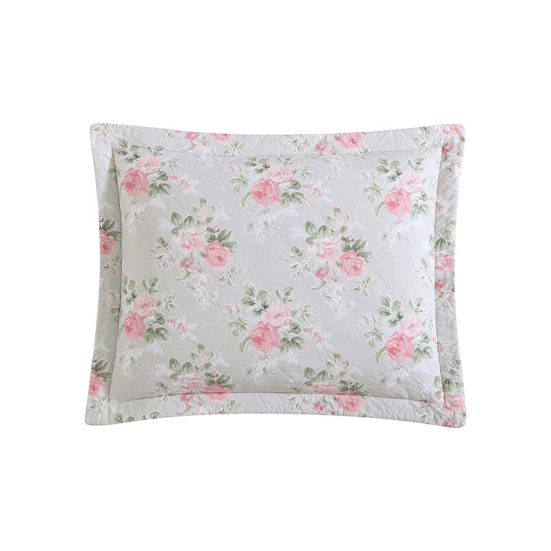 Laura Ashley- Queen Quilt Set, Reversible Cotton Bedding with Matching Sham(s), Lightweight Home Decor for All Seasons, Coquette Room Decor (Melany Pink, Queen)