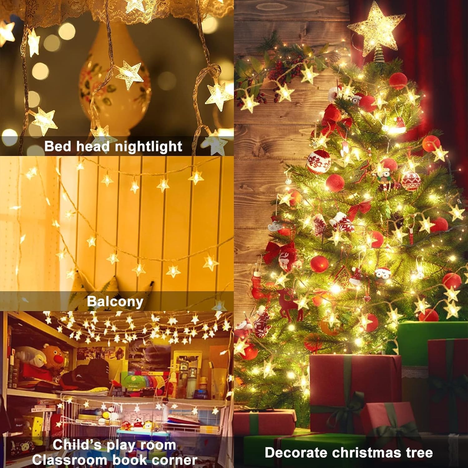 Star String Lights - 10ft Battery Operated 20 LED Fairy Lights | Warm White Indoor/Outdoor Decor