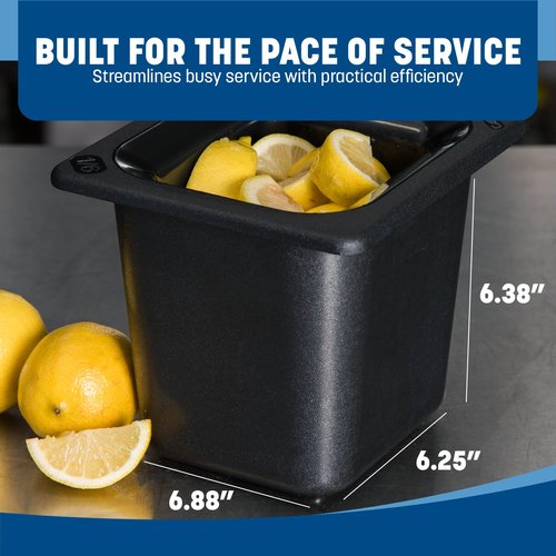 Carlisle FoodService Products CM110503 Coldmaster ABS High Capacity Sixth Size Food Pan, 1.70 qt Capacity, 6-7/8" Length x 6-1/4" Width x 6-3/8" Height, Black