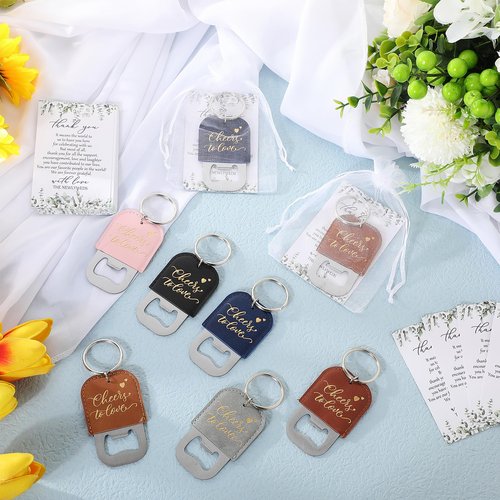 Suclain 30 Sets Wedding Favors Bottle Opener Wedding Gifts for Guest Cheers to Love Bottle Opener Keychain with Thank You Cards and Organza Bag for Guests Bridal Shower