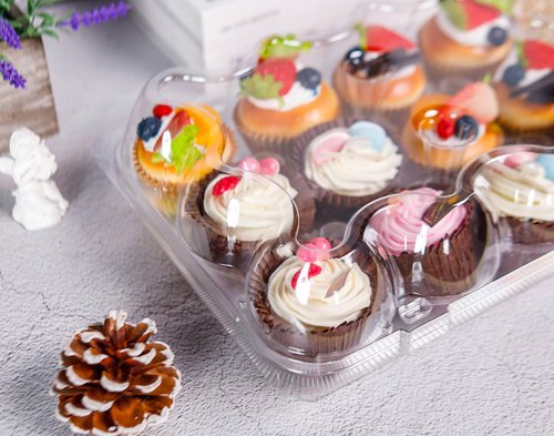 NPLUX 12 Count Cupcake Containers 20 Pack Cupcake Holders with Detachable Tall Dome Lids Clear Plastic Stackable Cupcake Boxes for 240 Cupcakes, BPA Free, Standard Size