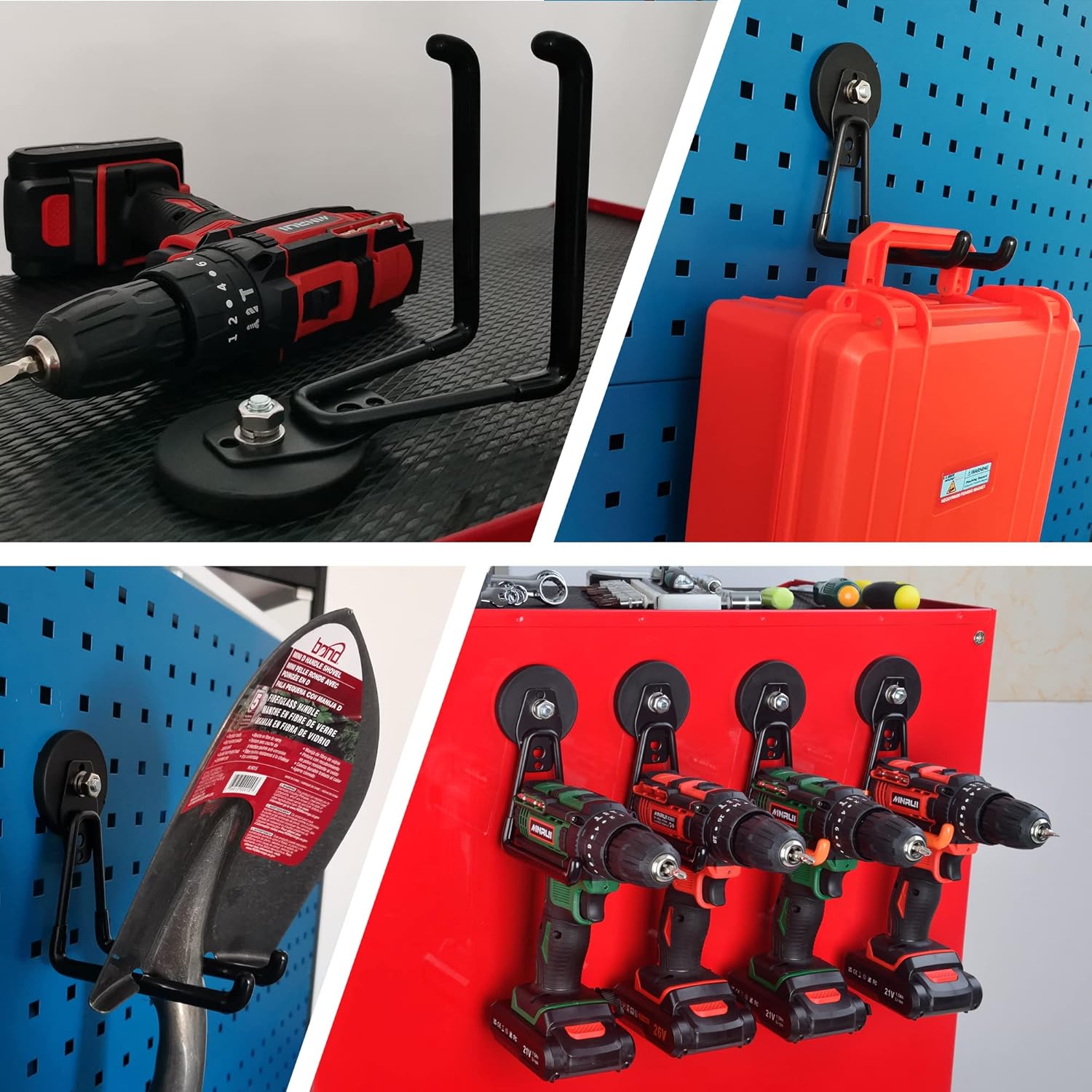 ULIBERMAGNET Heavy Duty Magnetic Hooks - Extra Large Tool Organizer for Workshop | 2 Pack (Black)