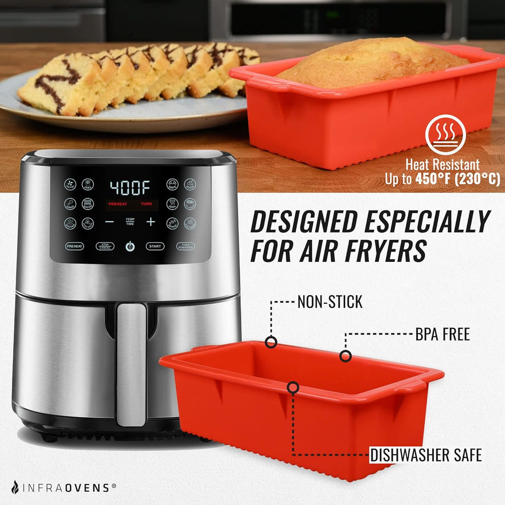 Skiennix Air Fryer Silicone Loaf Pans - Non-Stick Mini Baking Set for Bread & Meatloaf - BPA Free