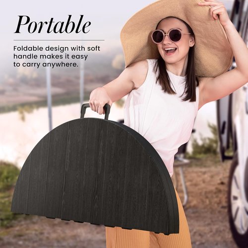 Modern Space 3.5 Feet Circular Round Foldable Table - Heavy Duty Portable Design for Indoor/Outdoor Events