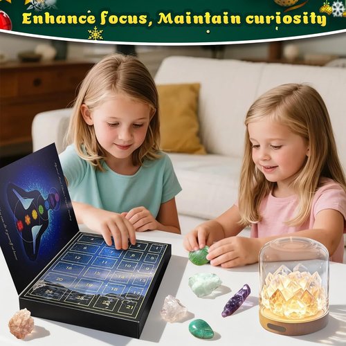 Crystal Advent Calendar 2025 by [Brand Name] - 24-Day Christmas Countdown with Natural Chakra Stones - Ideal Gift for Kids & Pet Lovers