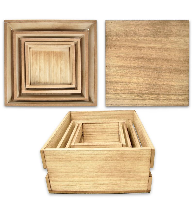 Gift Boutique 4 Pcs Wooden Buffet Risers, Rustic Wood Cake & Dessert Display Stands, Square Food Risers for Buffet Table, Appetizers & Cupcakes, Wedding, Party & Event Décor (4 Sizes)