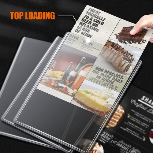 Menu Covers 8.5 x 11, 18 Pack, 2 View Restaurant Menu Covers, All Clear Vinyl Menu Sleeves, Menu Holder, Top-Loading