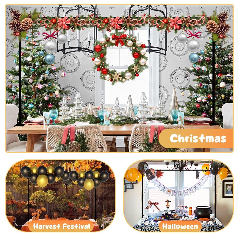 ParseBio Over The Table Rod Stand with Clamps Adjustable 31"-110" Length 31"-64" Height, Table Balloon Arch Stand for Wedding Easter Engagement Party, Black Table Arch Frame Hanging Decor Rod