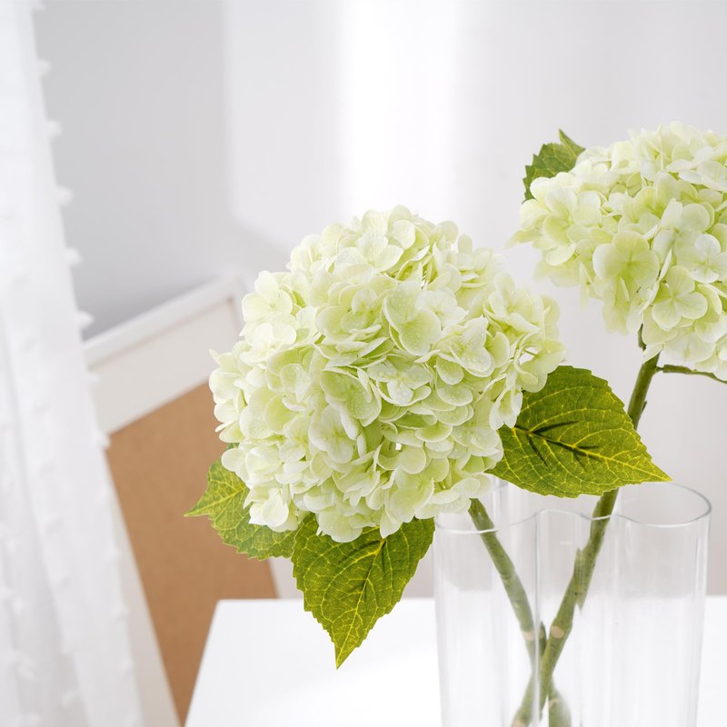 Waipfaru 21" Real Touch Green Hydrangea Artificial Flowers with Long Stem & Leaves, Full Latex Faux Hydrangea Flowers for Home Decor Party Floral Arrangements Wedding Bouquets Centerpieces, 5Pcs