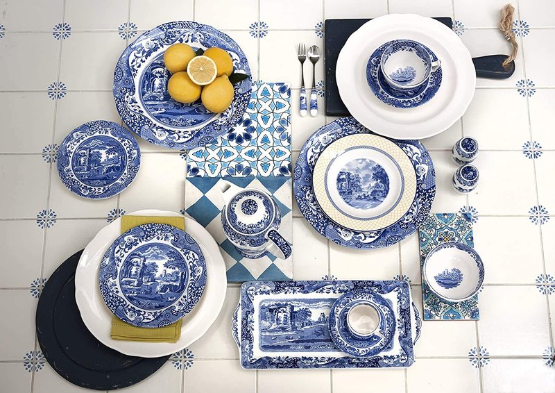 Pimpernel Blue Italian Collection Placemats | Set of 4 | Heat Resistant Mats | Cork-Backed Board | Hard Placemat Set for Dining Table | Measures 15.7” x 11.7”