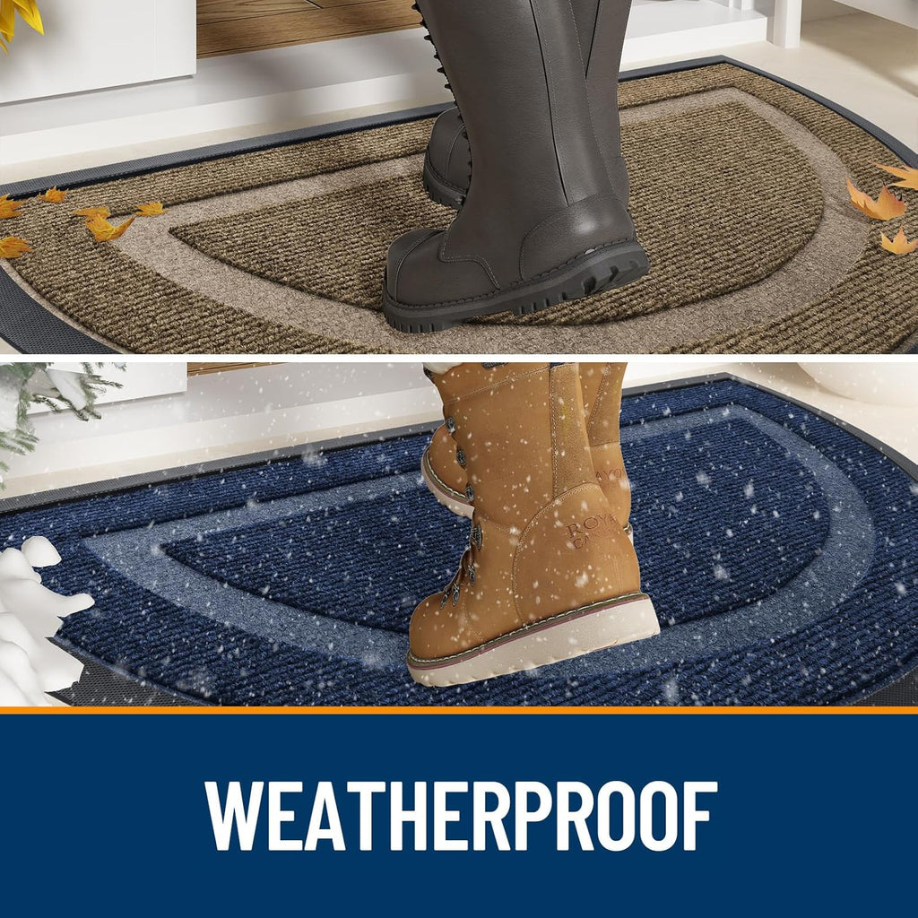 OLANLY Half Circle Door Mat - Waterproof All-Season Welcome Mat | Sturdy Natural Rubber, 47x23, Beige