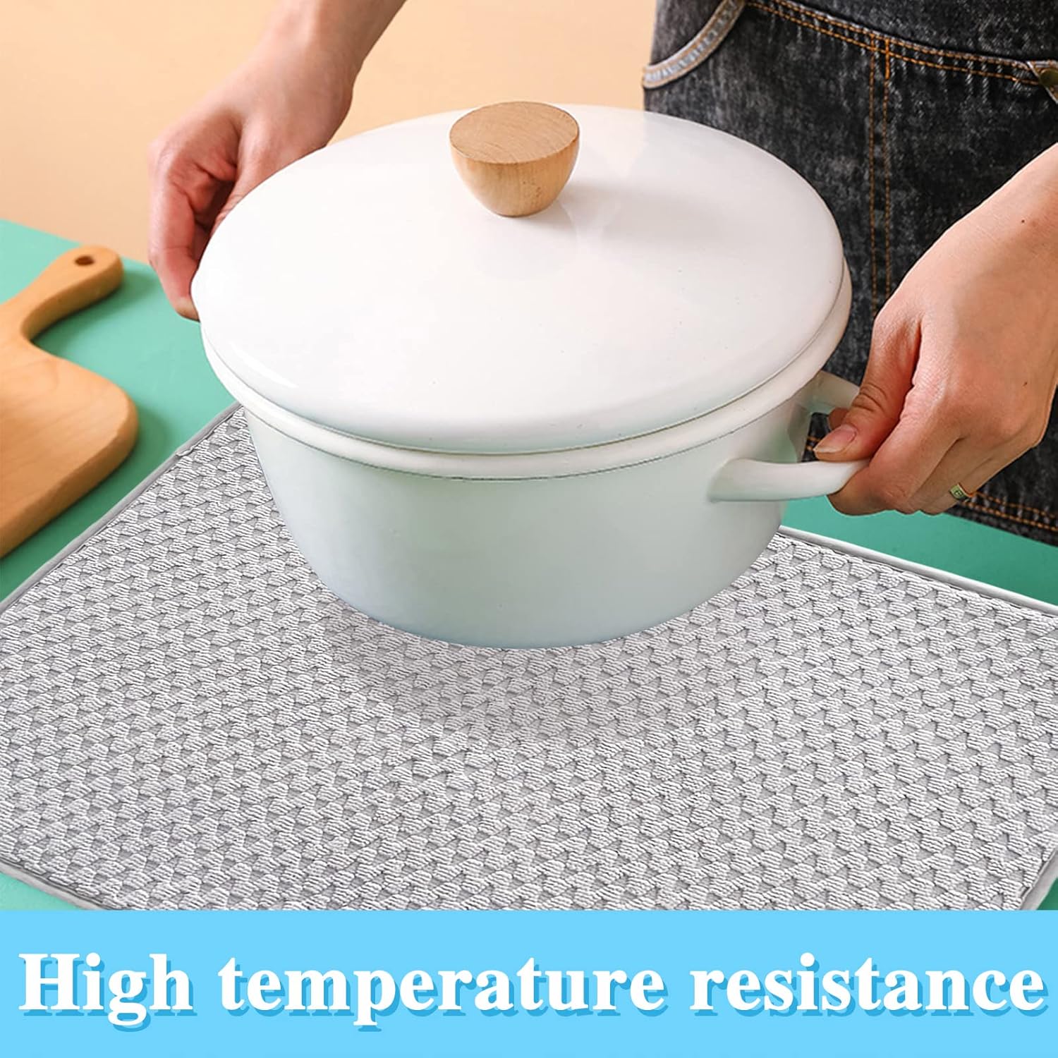 Skiennix Microfiber Dish Drying Mat - Absorbent 24"x17" Kitchen Counter Pad | Large Gray Drainer