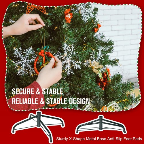 6 Ft Artificial Christmas Tree for Home, Office and Party Decoration, Holiday Xmas Tree with 1000 Branch Tips, Metal Hinges & Foldable Base