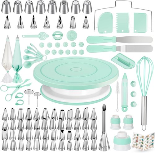Kootek Cake Decorating Kit - 158PCs Baking Tools with Turntable, Icing Tips, Spatulas & Pastry Bags