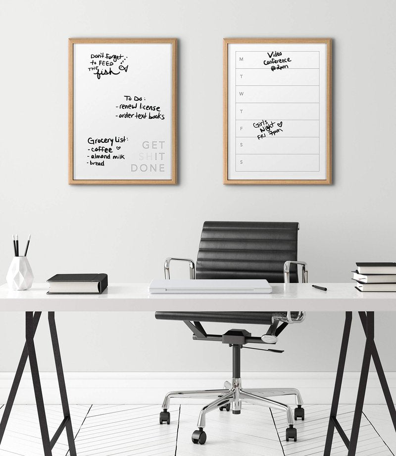 Kate and Laurel Blake Get It Done Framed Printed Printed Dry-Erase Glass Wall Art by The Creative Bunch Studio, 18x24 Natural, Inspirational Art for Wall