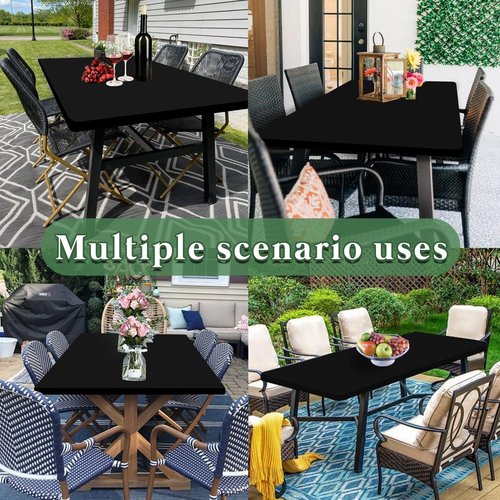 6 Pack Picnic Table Cover Elastic Fitted Tablecloths for 4 Foot Rectangle Tables Waterproof Stretch Washable Patio Folding Outdoor Spandex Table Cloth for Camping Banquet and Parties (Black,30" x 48")