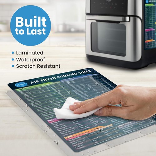 Air Fryer Magnetic Cheat Sheet Set | Easy-to-Use Cooking Guide - Strong Magnet Reference Chart (Black)