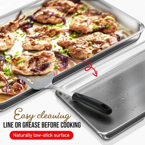 JoyTable Aluminum Baking Sheet Set - 2 Pack Large Non-Stick Cookie Sheets | 21 x 15 Inch Warp Resistant Design