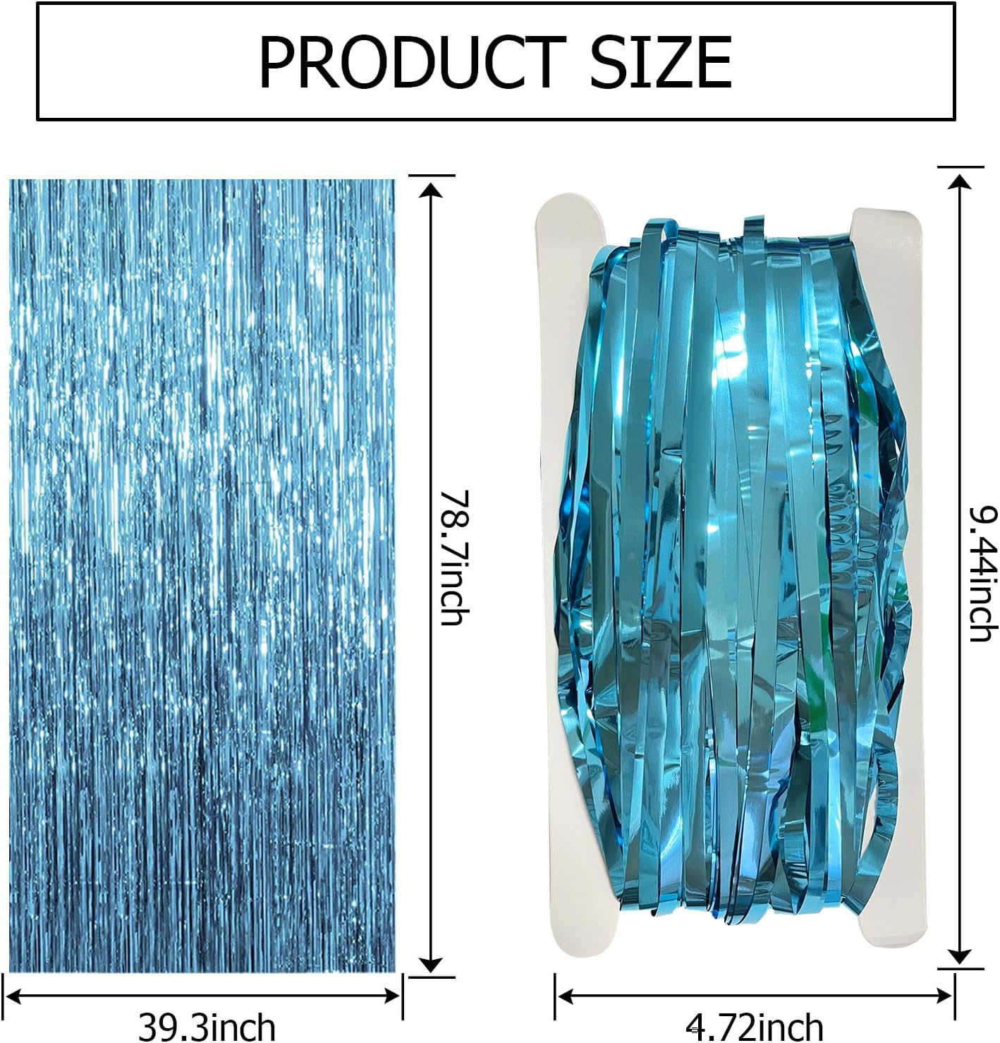 Skiennix Blue Backdrop Curtain - 10 Pack Tinsel Streamers for Ocean-Themed Party Decor | Graduation & Baby Shower