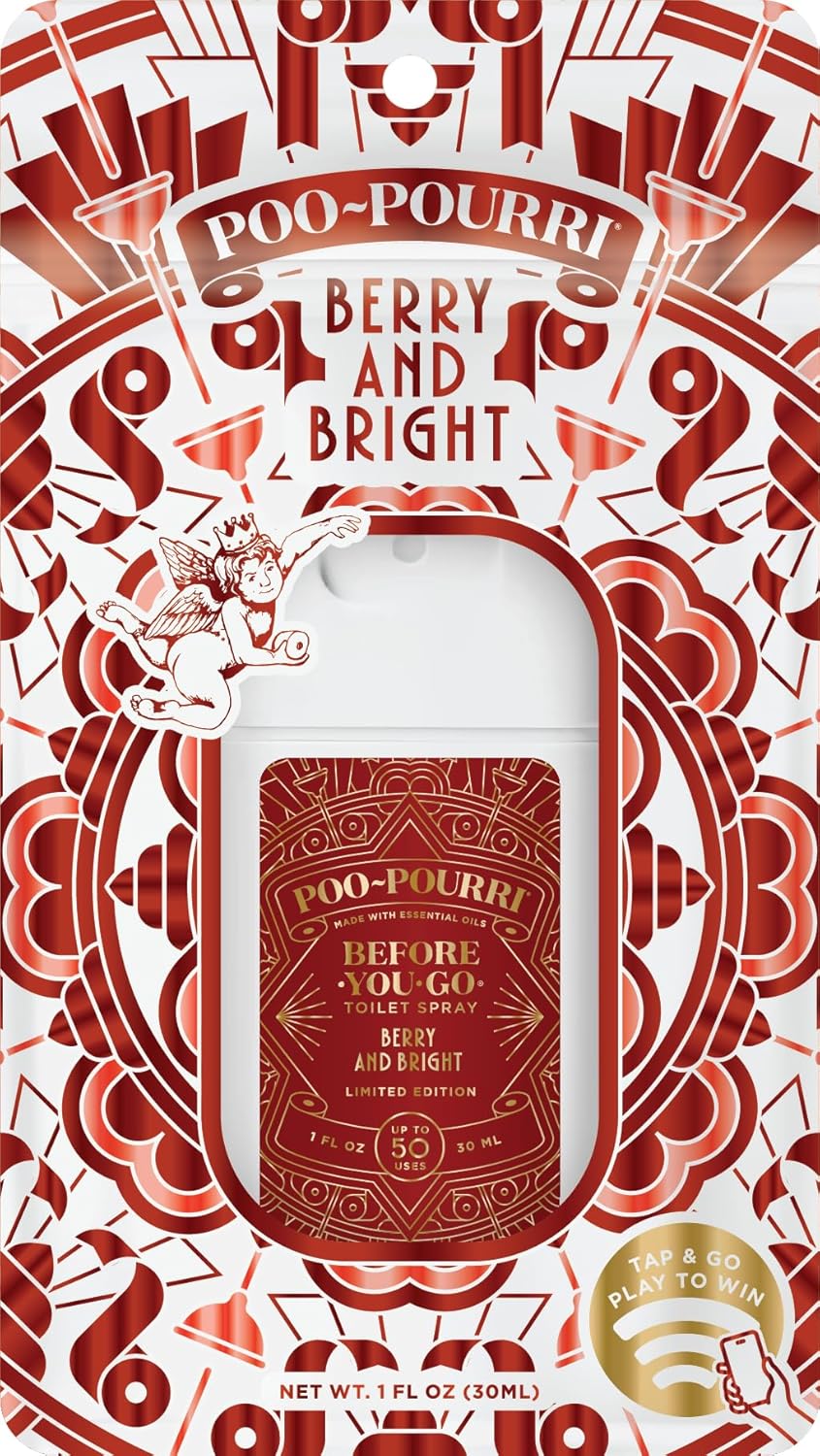 Poo-Pouri Holiday Pocket Sprayer - Berry and Bright Scent, 1 Fl Oz | Cinnamon, Cranberry & Balsam Fir