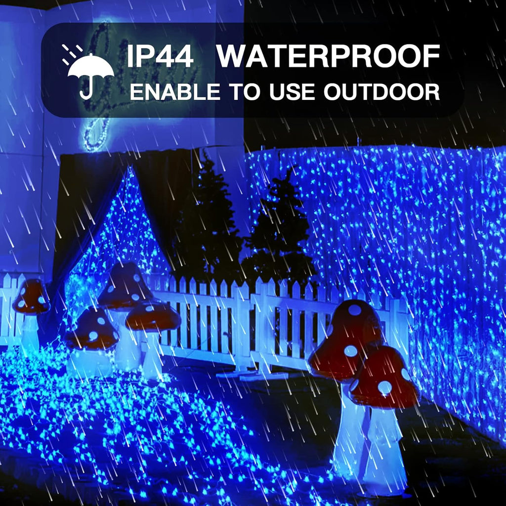 Suddus Curtain Lights - 200 LED Waterproof Fairy String Lights for Bedroom & Outdoor Decor - Blue