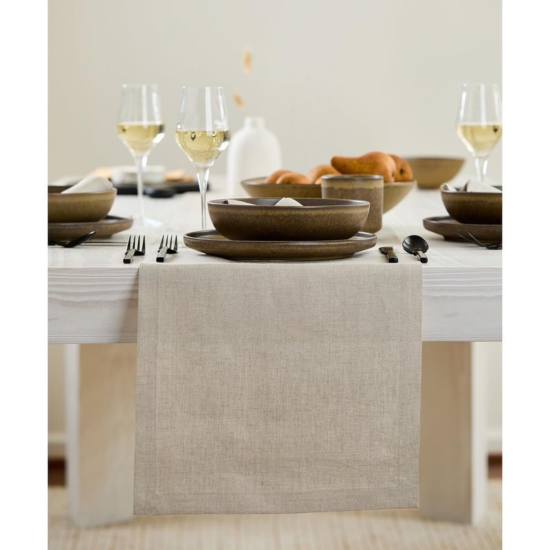 Solino Home Linen Natural Table Runner 132 Inches Long - 100% Pure Linen Extra Long Table Runner 14 x 132 Inch for Spring, Summer, Mothers Day - Fete