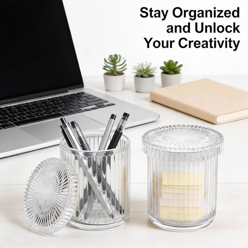 Clear Apothecary Jars | 2 Pack Glass Qtip Holder Dispenser Set - Stylish Bathroom Organizer for Cotton Swabs, Balls, Pads