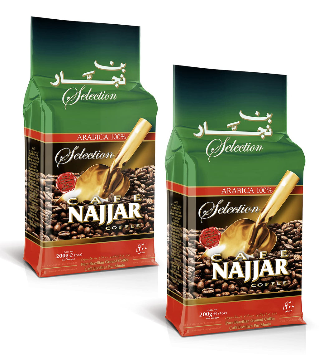 Najjar Selection Cafe Coffee with Ground Cardamom, (2 Pack, Total of 400g)