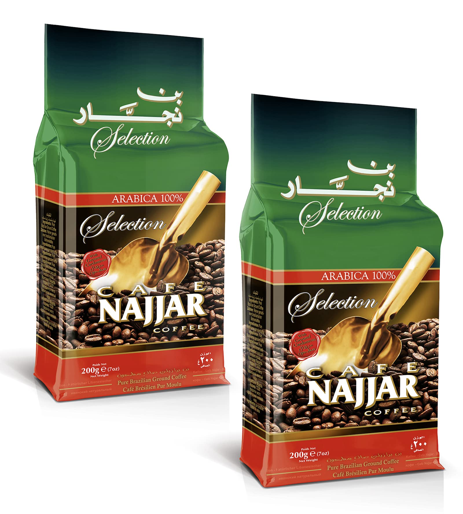 Najjar Selection Cafe Coffee with Ground Cardamom, (2 Pack, Total of 400g)