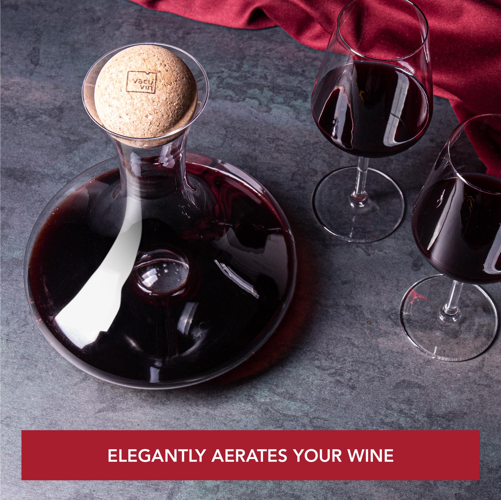 Vacu Vin Wine Decanter – Elegant Glass Carafe for Aerating Red Wine – Enhances Flavor & Aroma – Easy-Pour Spout – Modern Design – Dishwasher Safe Wine Aerator & Serving Vessel