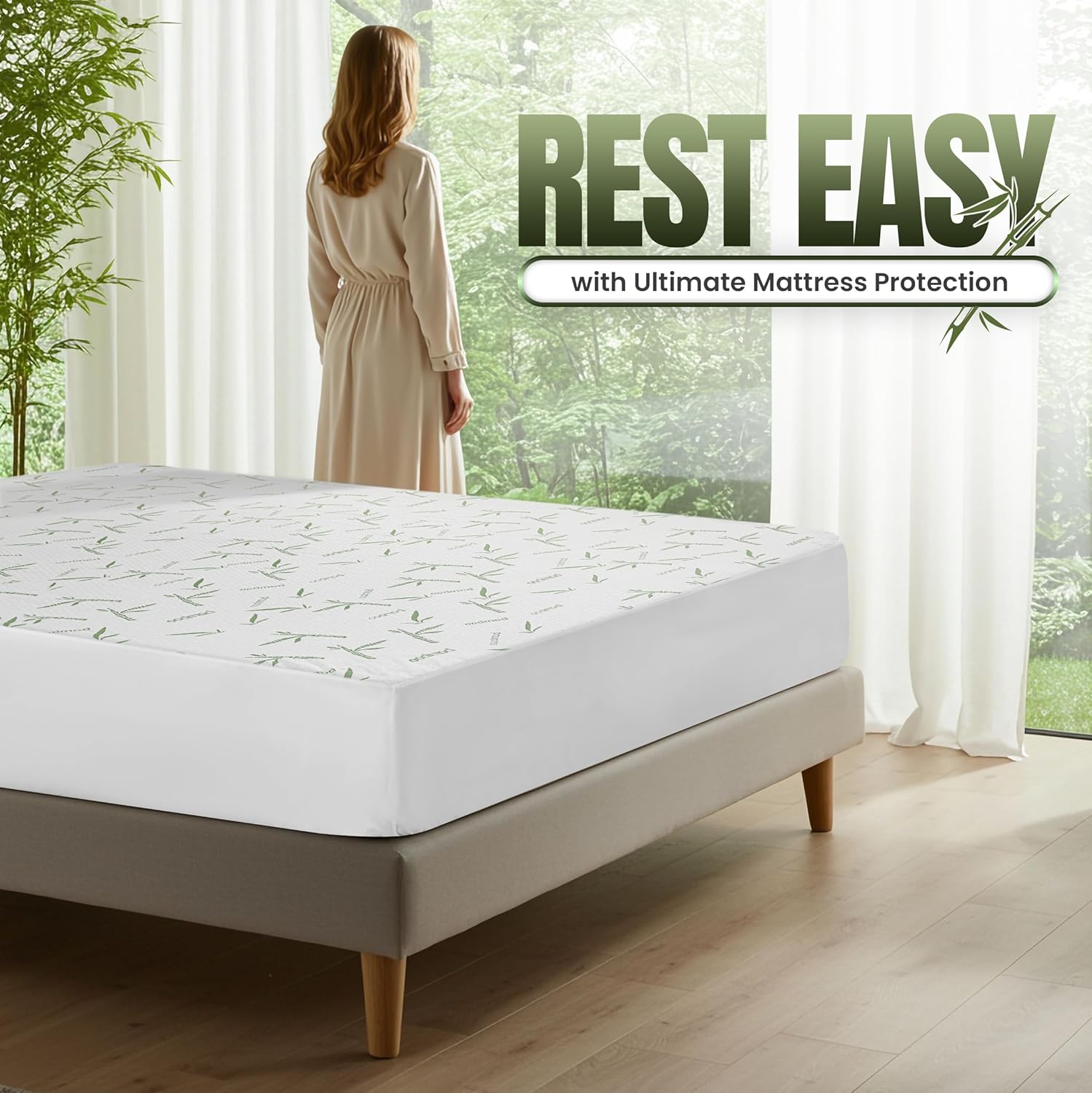 Utopia Bedding Waterproof Mattress Protector - Premium 200 GSM Bamboo Viscose | Full Size, Soft & Breathable