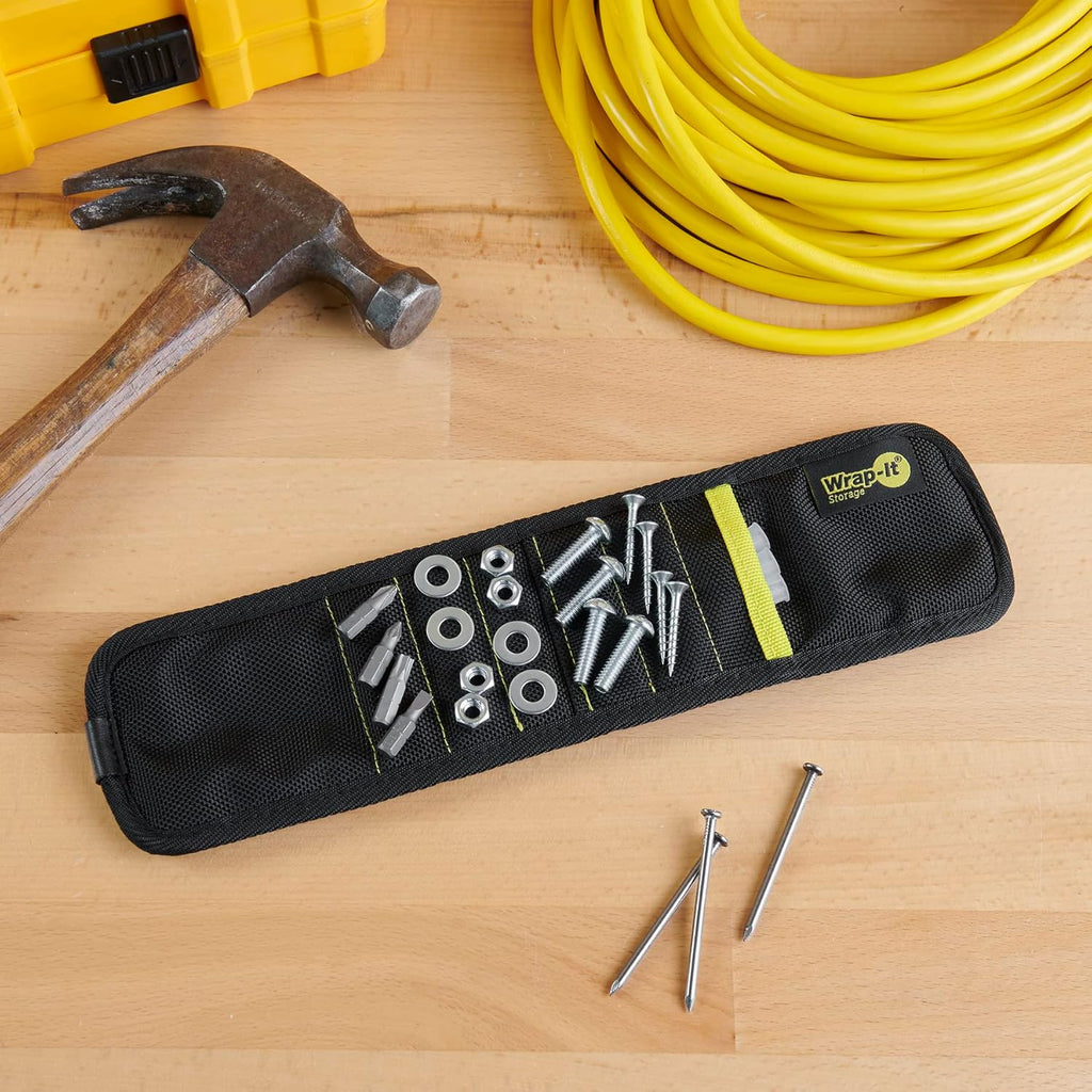 Wrap-It Storage MagSnap Magnetic Wristband - Black Tool Belt & Screw Holder - Perfect Gift for Dad