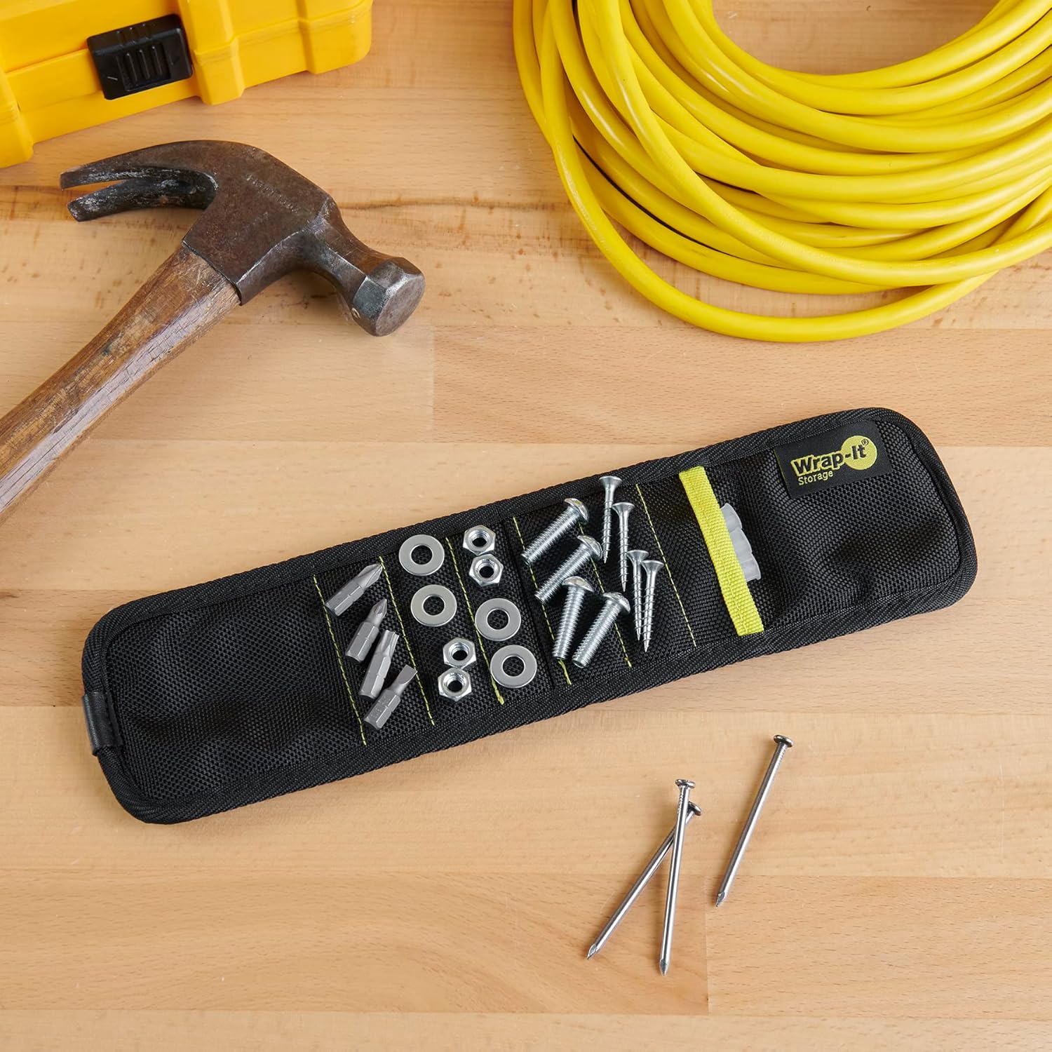 Wrap-It Storage MagSnap Magnetic Wristband - Black Tool Belt & Screw Holder - Perfect Gift for Dad