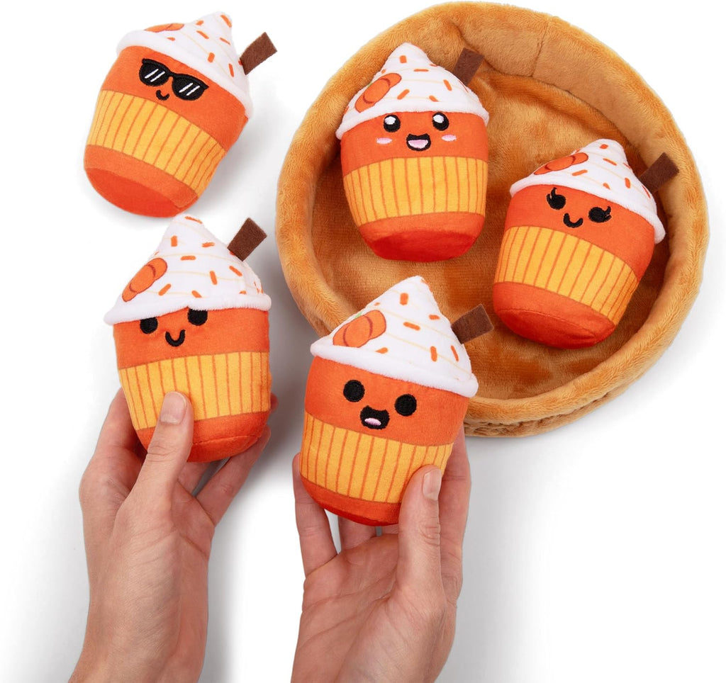 Relatable Emotional Support Lattes - Soft Fall Plushies for All Ages | Perfect Back to School Gift Set with 5 Plushies in Basket