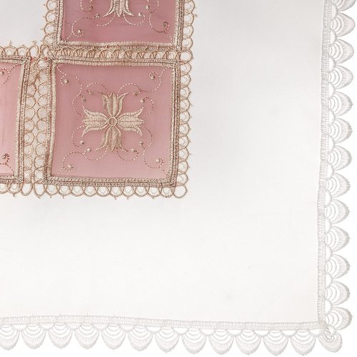 Violet Linen Emerald Roses Lace Pattern, Polyester Embroidered, Cutwork, Burgundy, 70 Inch x 105 Inch, Seats 8 to 10 people, Rectangular Tablecloths