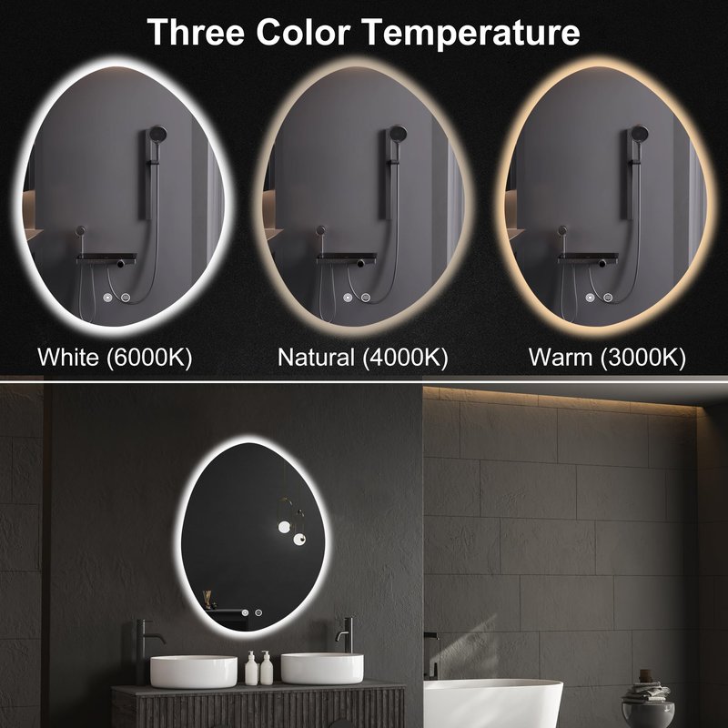 FORTENY 24 * 32 LED Bathroom Mirror with Lights, Anti-Fog, Dimmable, Lighted Bathroom Vanity Mirror for Wall, UL-Certified