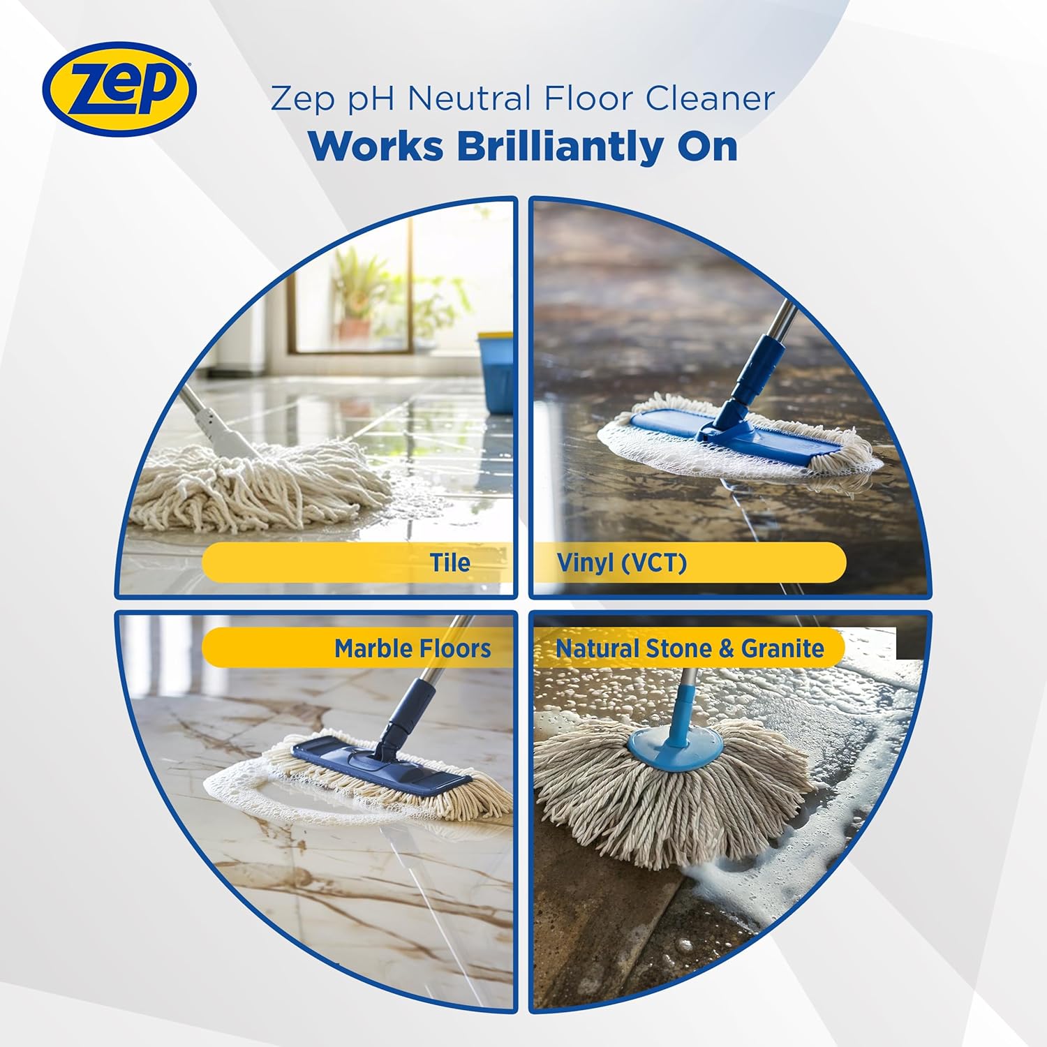Zep Neutral pH Floor Cleaner - Concentrated All-Purpose Formula - 1 Gallon Size