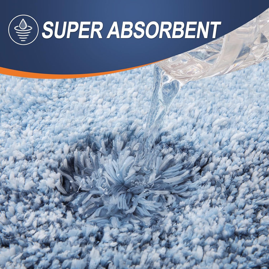 OLANLY Luxury U-Shaped Toilet Rugs - Extra Soft Microfiber, Non-Slip Plush Bath Mat, 24x20, Blue