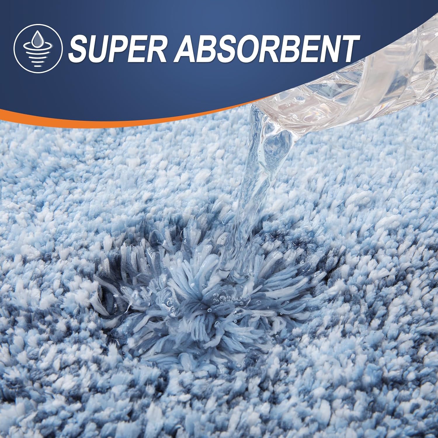 OLANLY Bathroom Rug Set - Soft Absorbent Microfiber Mats with Non-Slip Design | 2-Piece Blue Set (24"x16" & 24"x20")