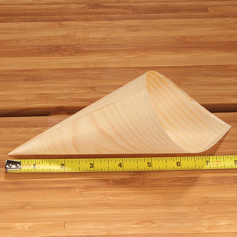 BambooMN - Disposable Food and Appetizer Wood Cones - 7.9" x 3" - 100 Pieces