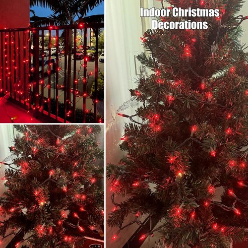 HISHINY Christmas Lights - 100 Count Red String Lights | UL Certified for Indoor & Outdoor Decor (21 Feet)