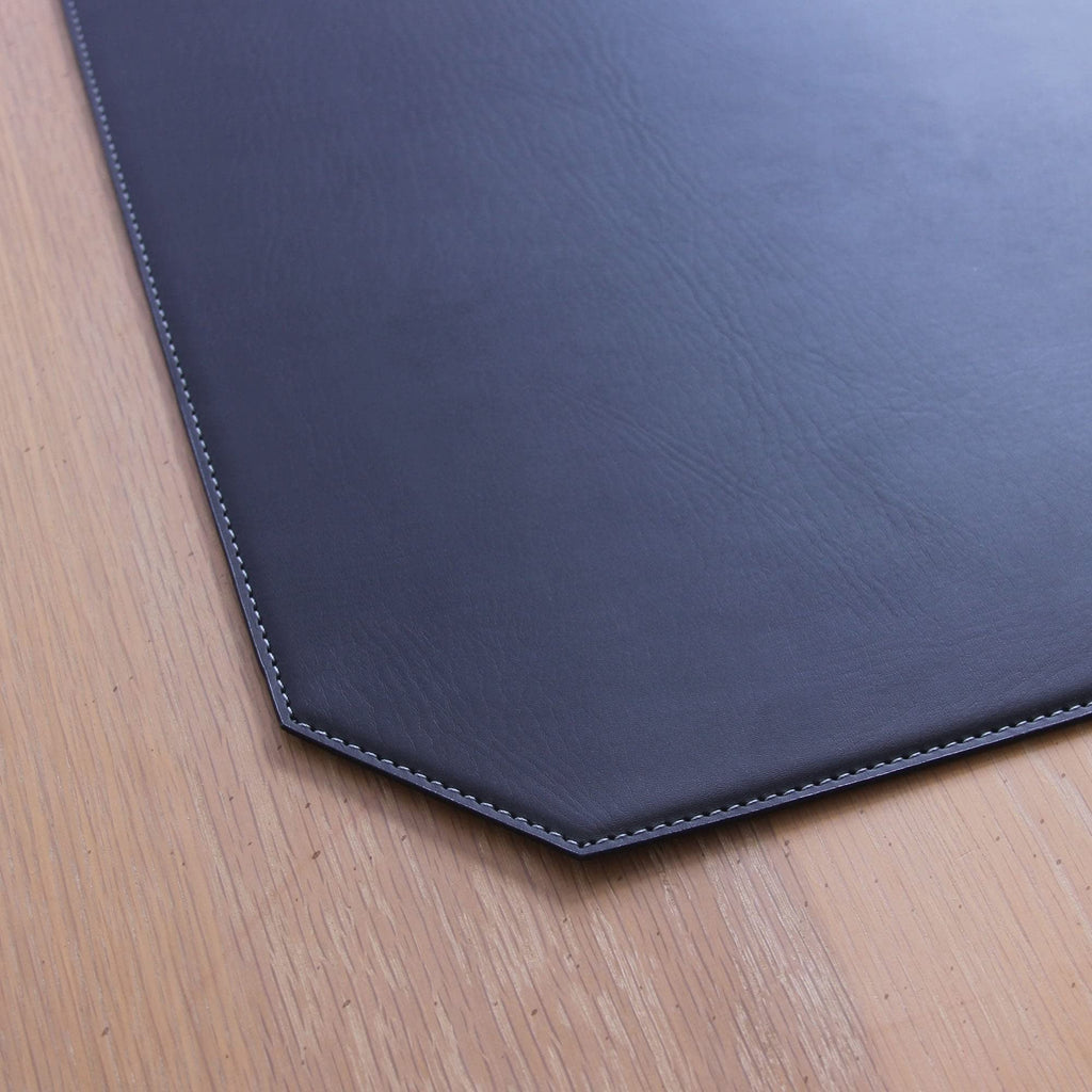 Dacasso Black 17" x 12" Leatherette Cut Corner Placemat